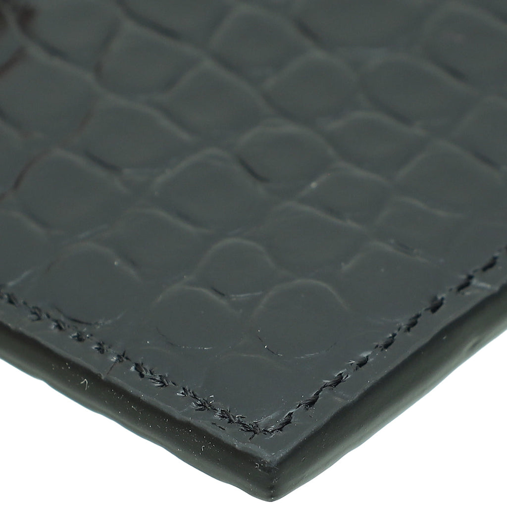 YSL Black Croco Embossed Cassandre Card Case