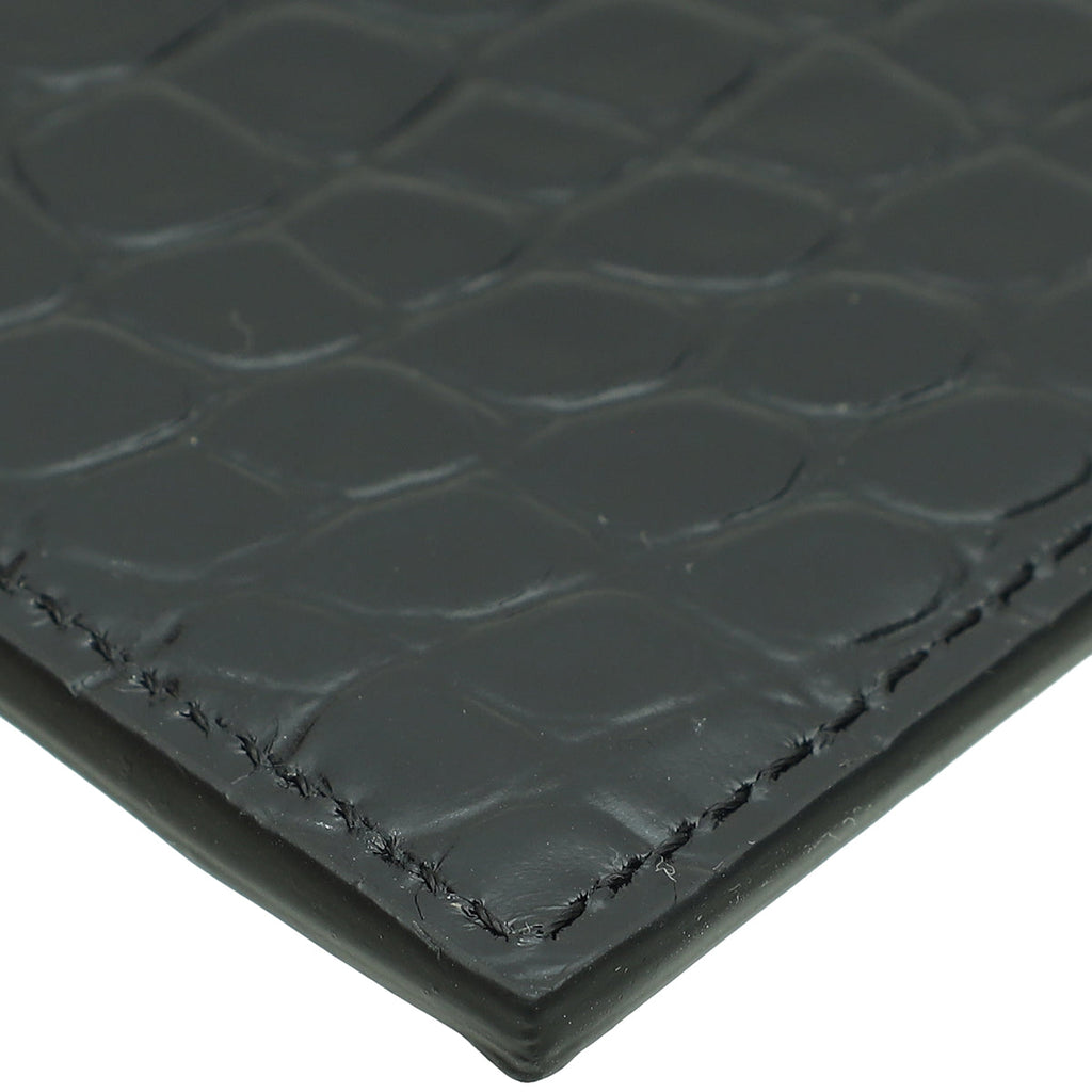 YSL Black Croco Embossed Cassandre Card Case