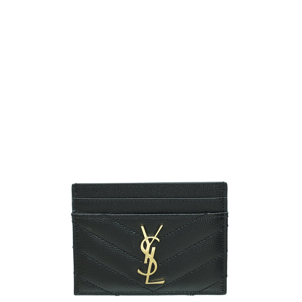 YSL Black Cassandre Matelasse Card Case