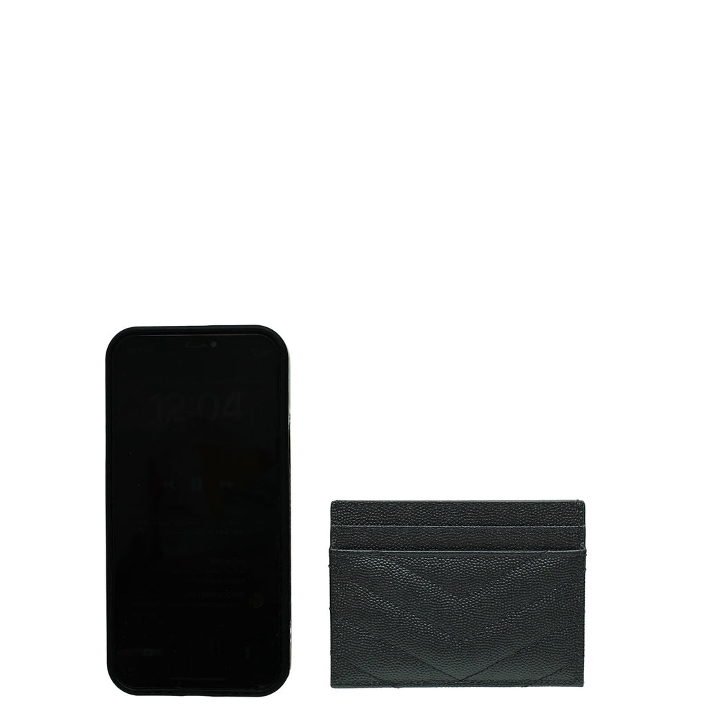 YSL Black Cassandre Matelasse Card Case