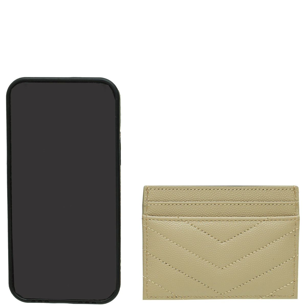 YSL Clay Beige Cassandre Matelasse Card Case
