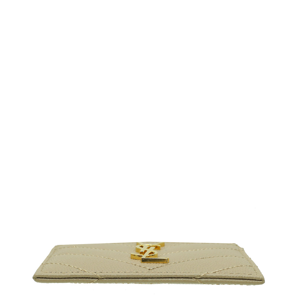 YSL Clay Beige Cassandre Matelasse Card Case