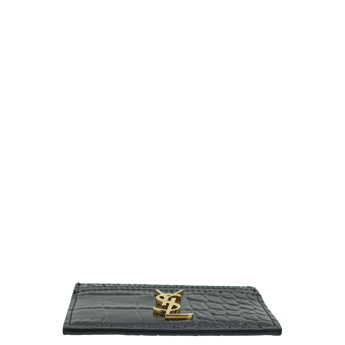 YSL Black Croco Embossed Cassandre Card Case
