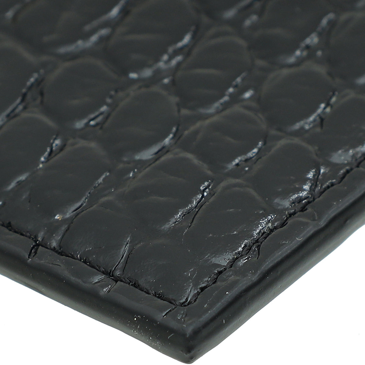 YSL Black Croco Embossed Cassandre Card Case