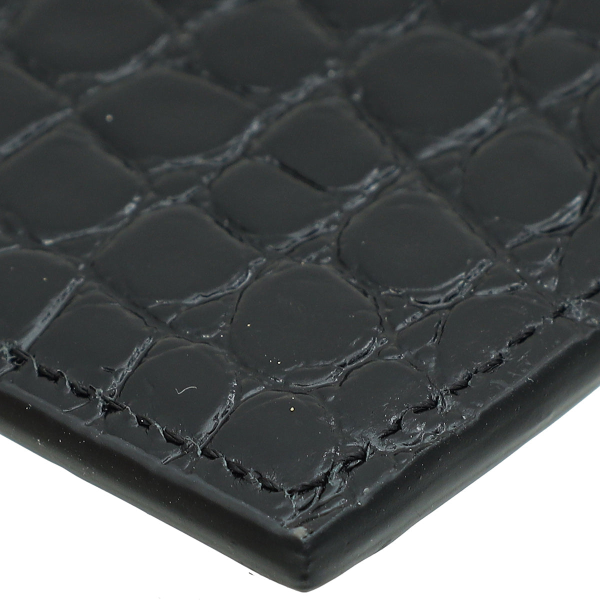 YSL Black Croco Embossed Cassandre Card Case
