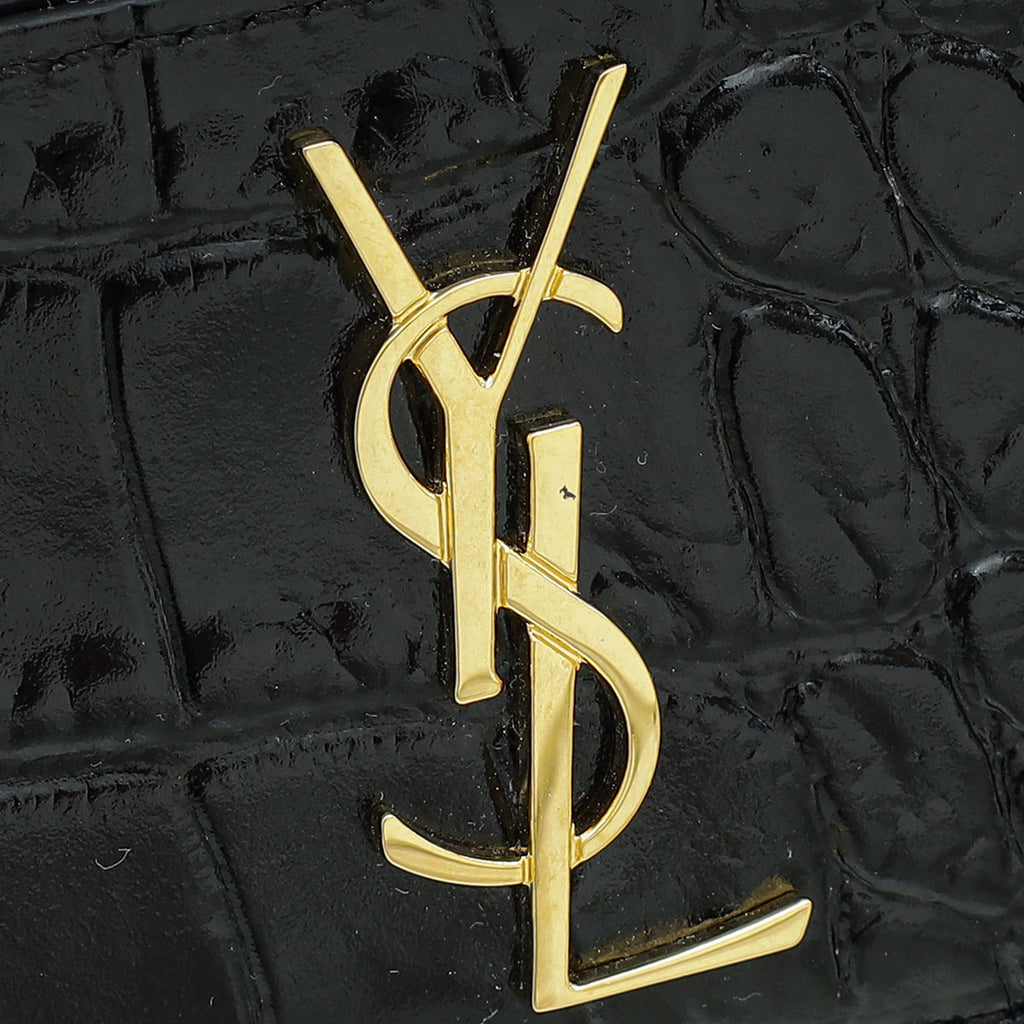 YSL Black Croco Embossed Cassandre Card Case