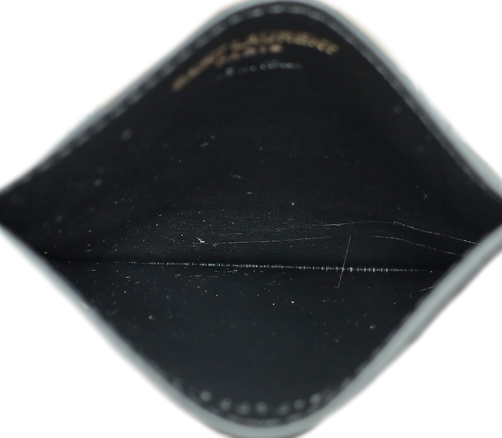 YSL Black Croco Embossed Cassandre Card Case