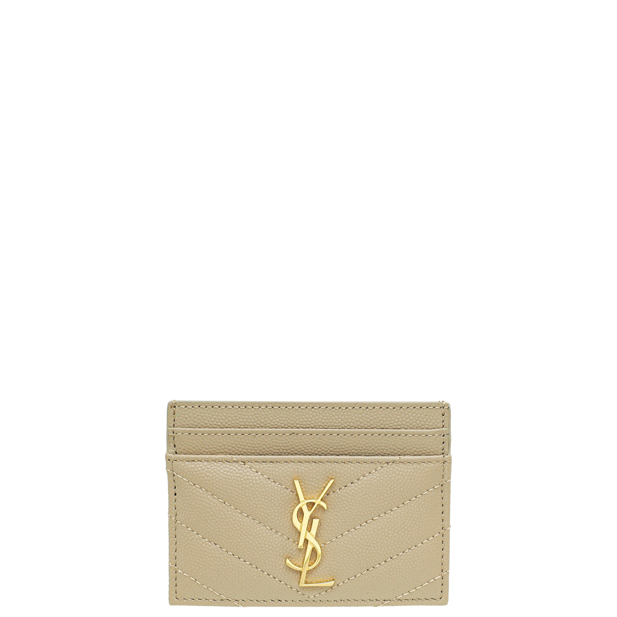 YSL Dark Beige Cassandre Matelasse Card Case