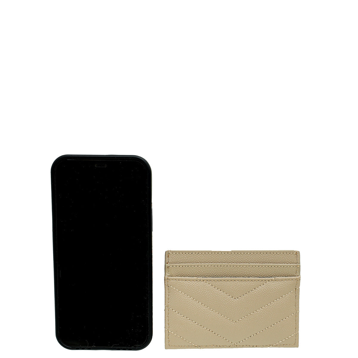 YSL Dark Beige Cassandre Matelasse Card Case