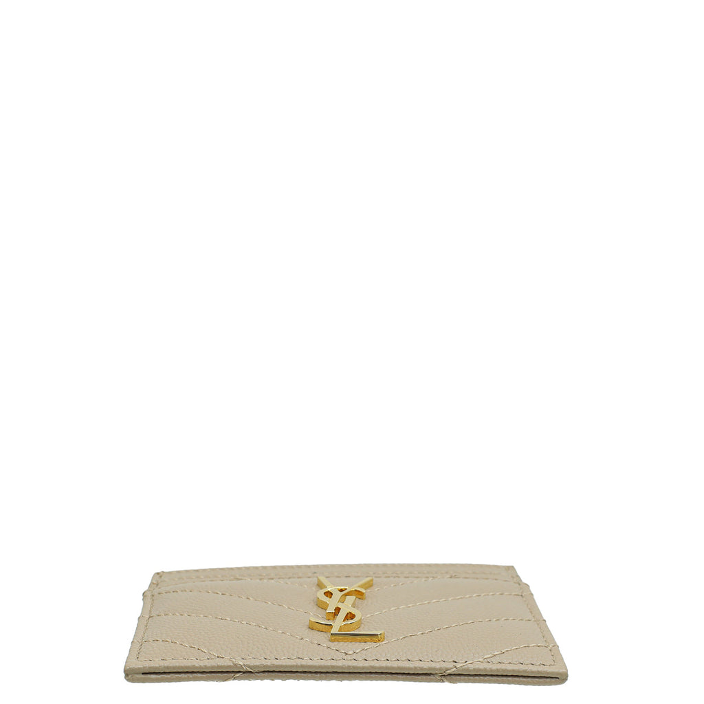 YSL Dark Beige Cassandre Matelasse Card Case
