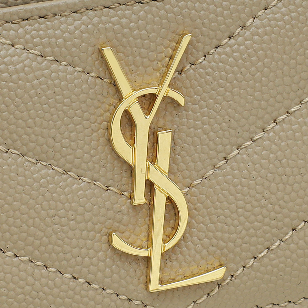 YSL Dark Beige Cassandre Matelasse Card Case