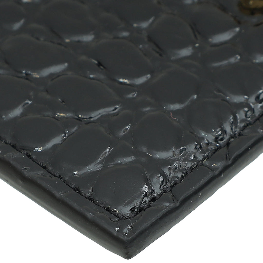 YSL Black Croco Embossed Cassandre Card Case