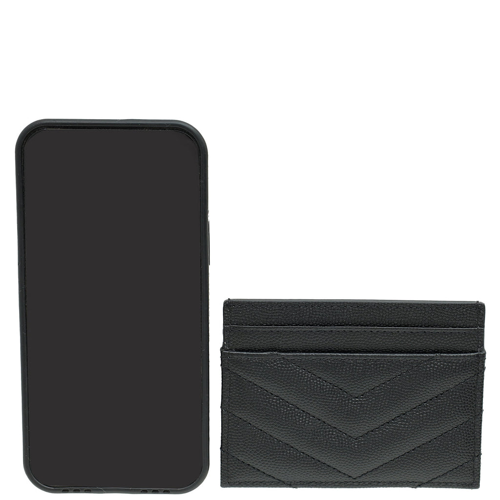 YSL Black Cassandre Matelasse Card Case