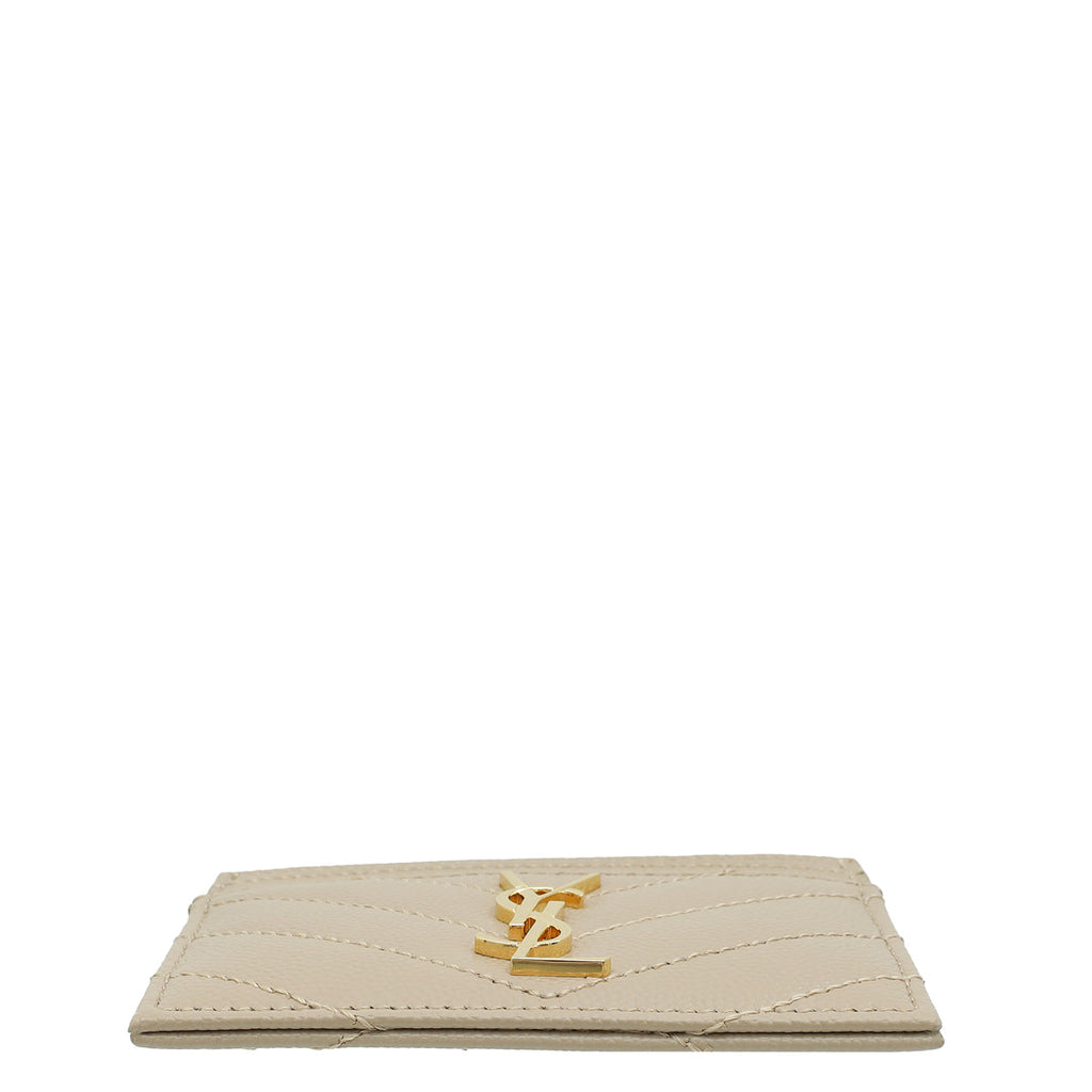 YSL Beige Cassandre Matelasse Card Case