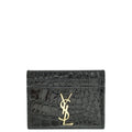 YSL Black Croco Embossed Cassandre Card Case