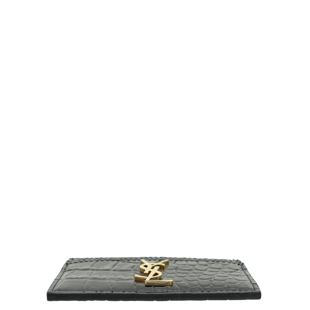 YSL Black Croco Embossed Cassandre Card Case