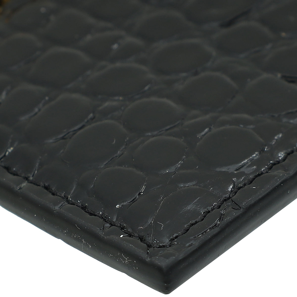 YSL Black Croco Embossed Cassandre Card Case