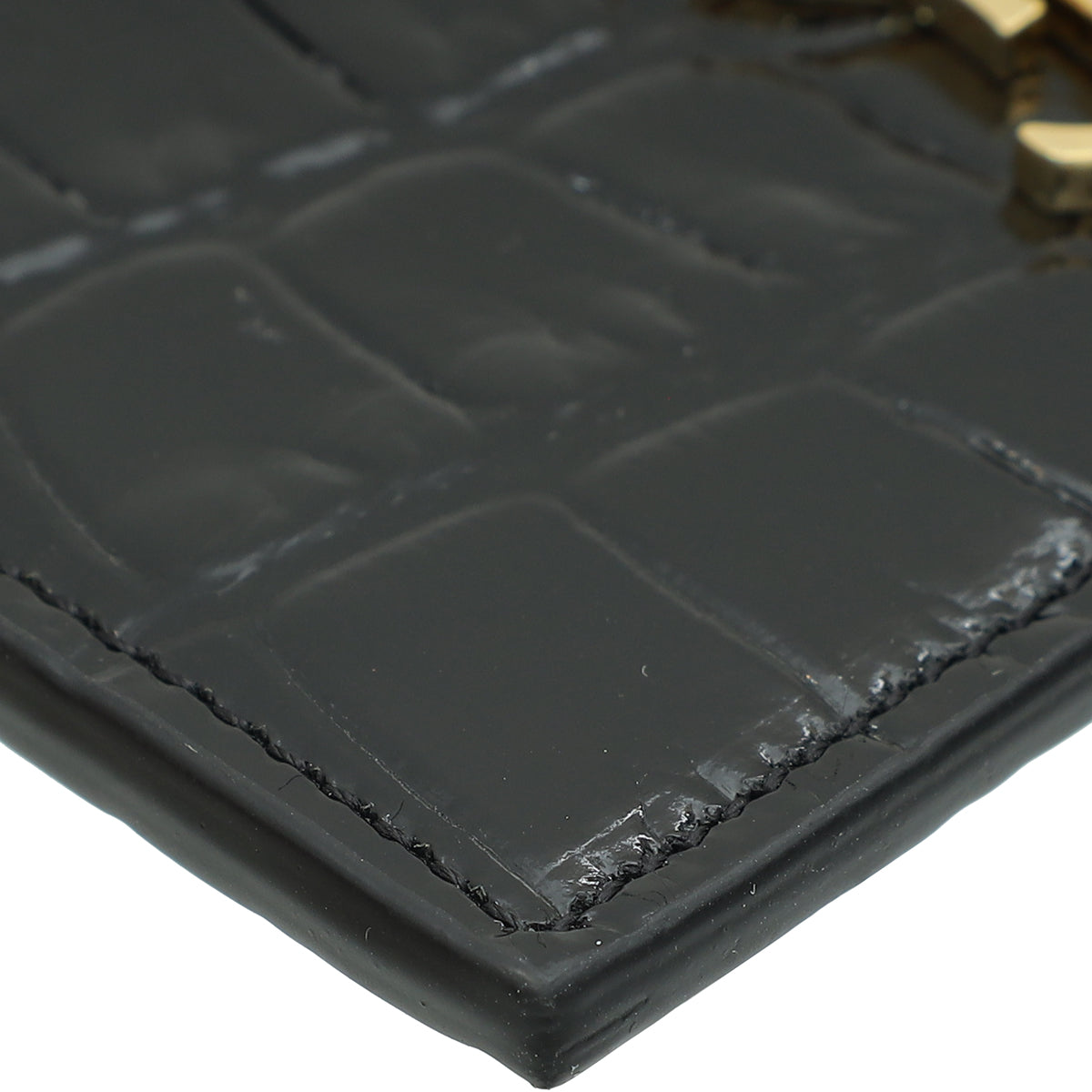 YSL Black Croco Embossed Cassandre Card Case