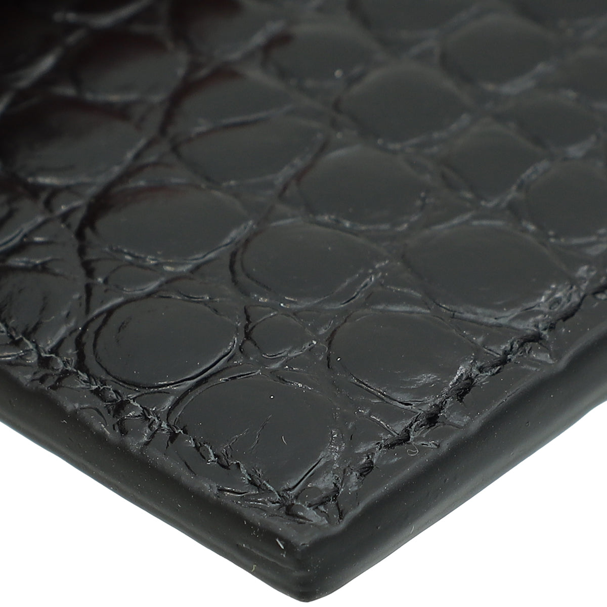 YSL Black Croco Embossed Cassandre Card Case
