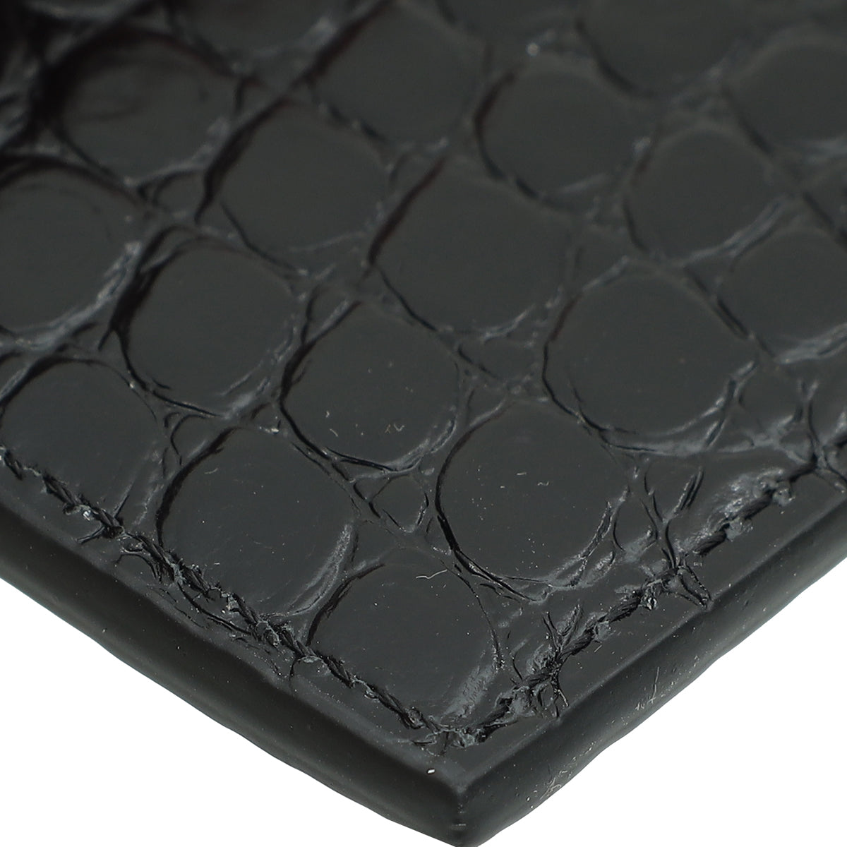 YSL Black Croco Embossed Cassandre Card Case