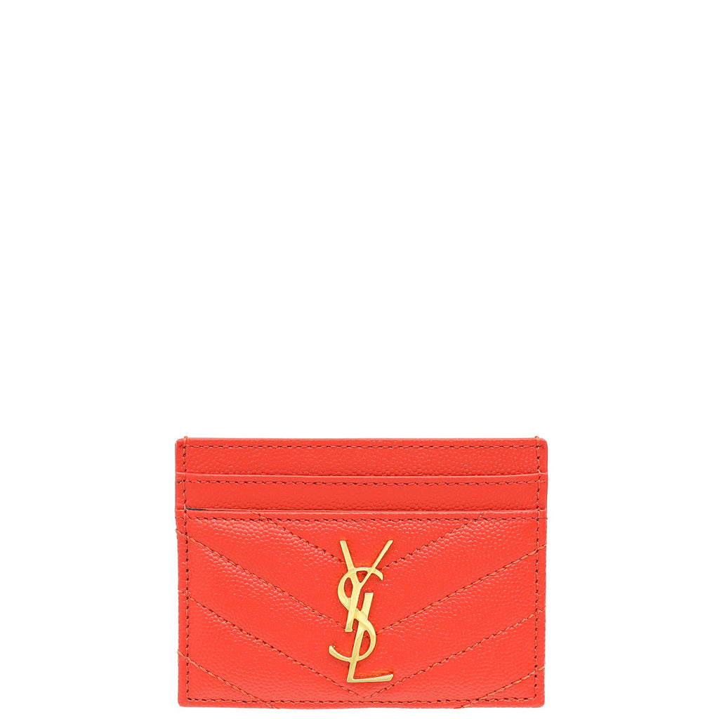 YSL Red Cassandre Matelasse Card Case