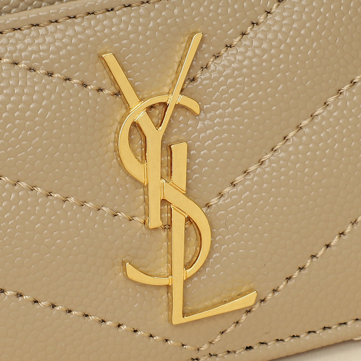 YSL Beige Cassandre Matelasse Card Case