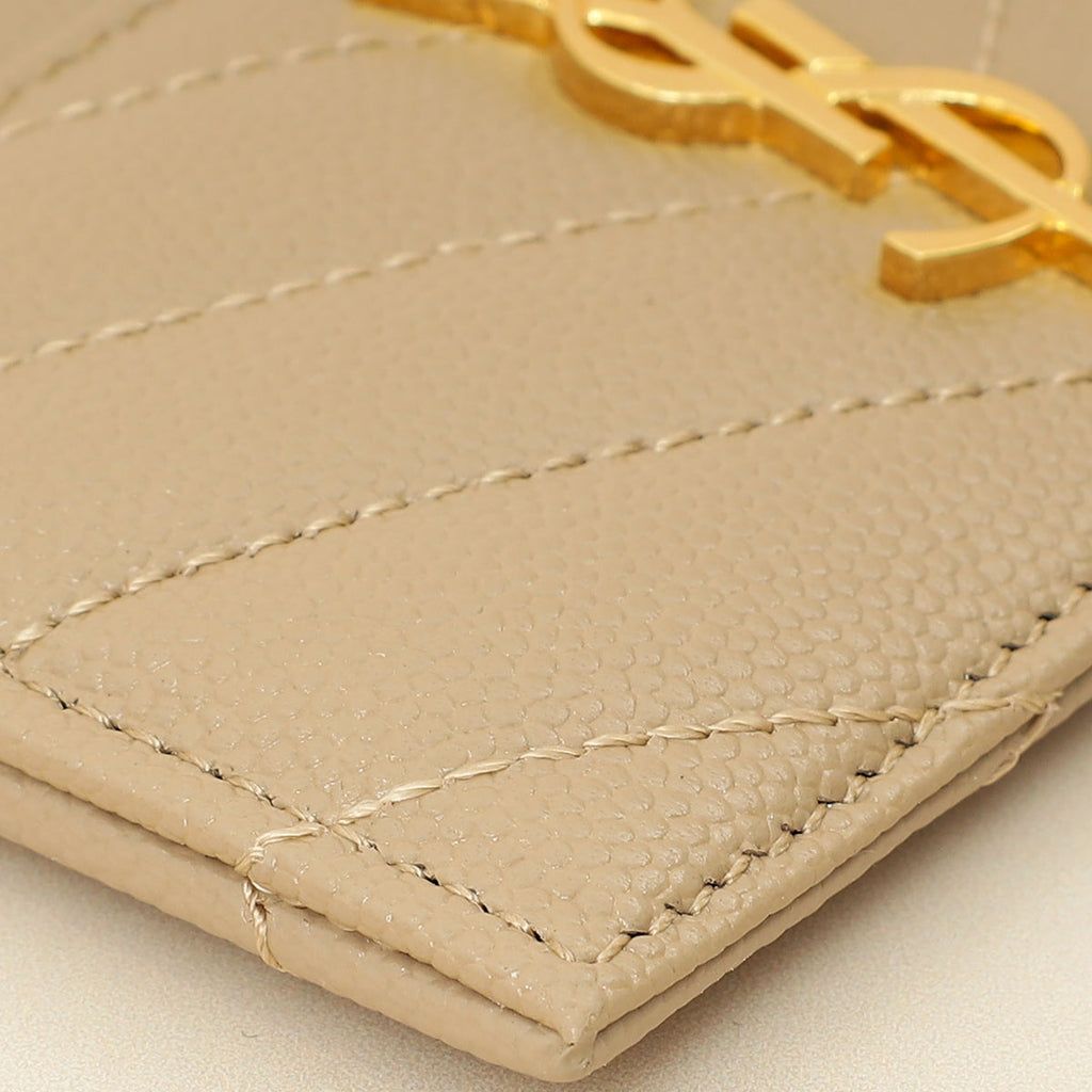 YSL Beige Cassandre Matelasse Card Case