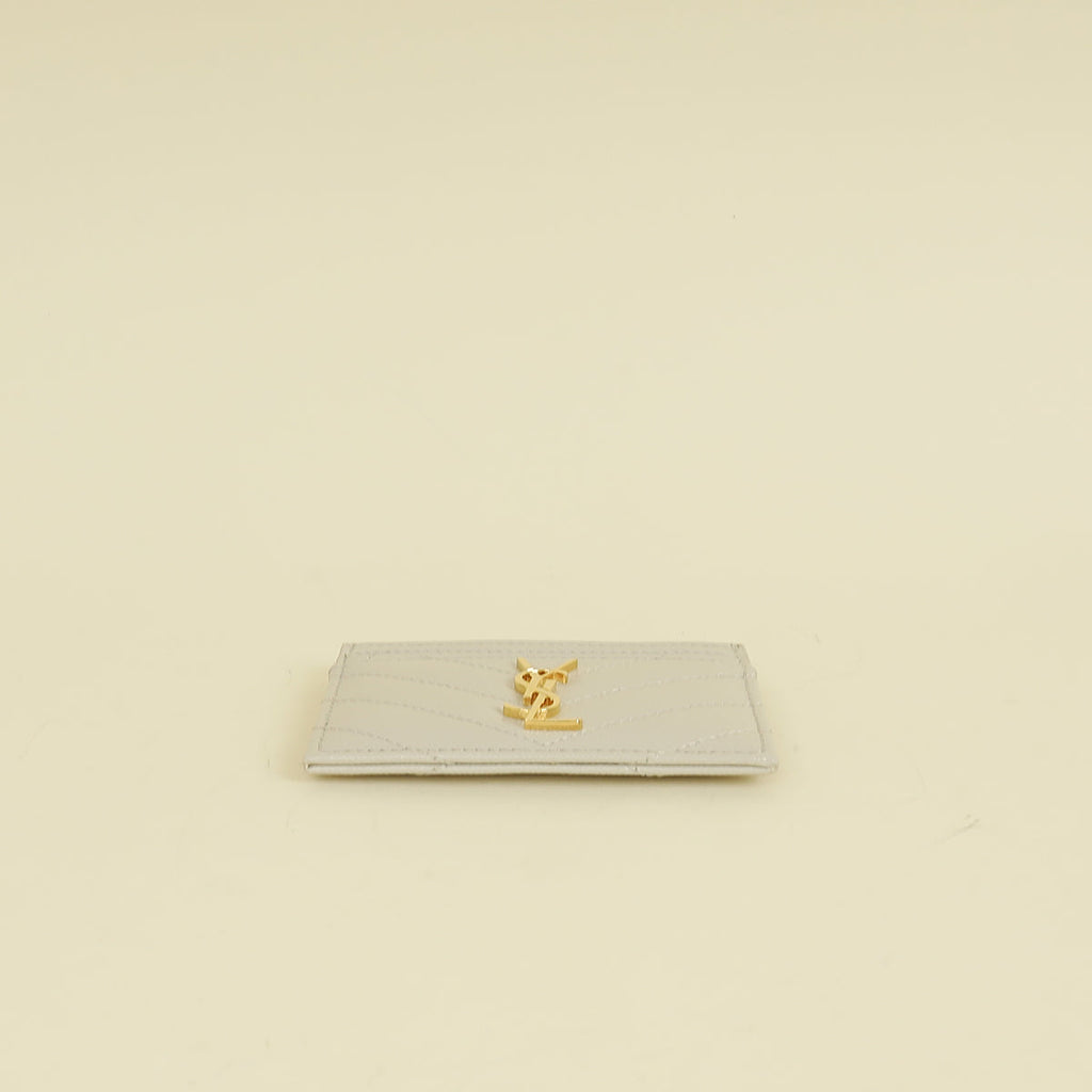 YSL Blanc Vintage Cassandre Matelasse Card Case