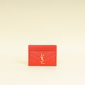 YSL Coral Red Cassandre Matelasse Card Case