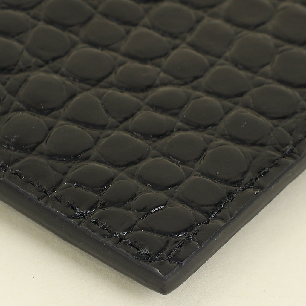 YSL Black Croco Embossed Cassandre Card Holder