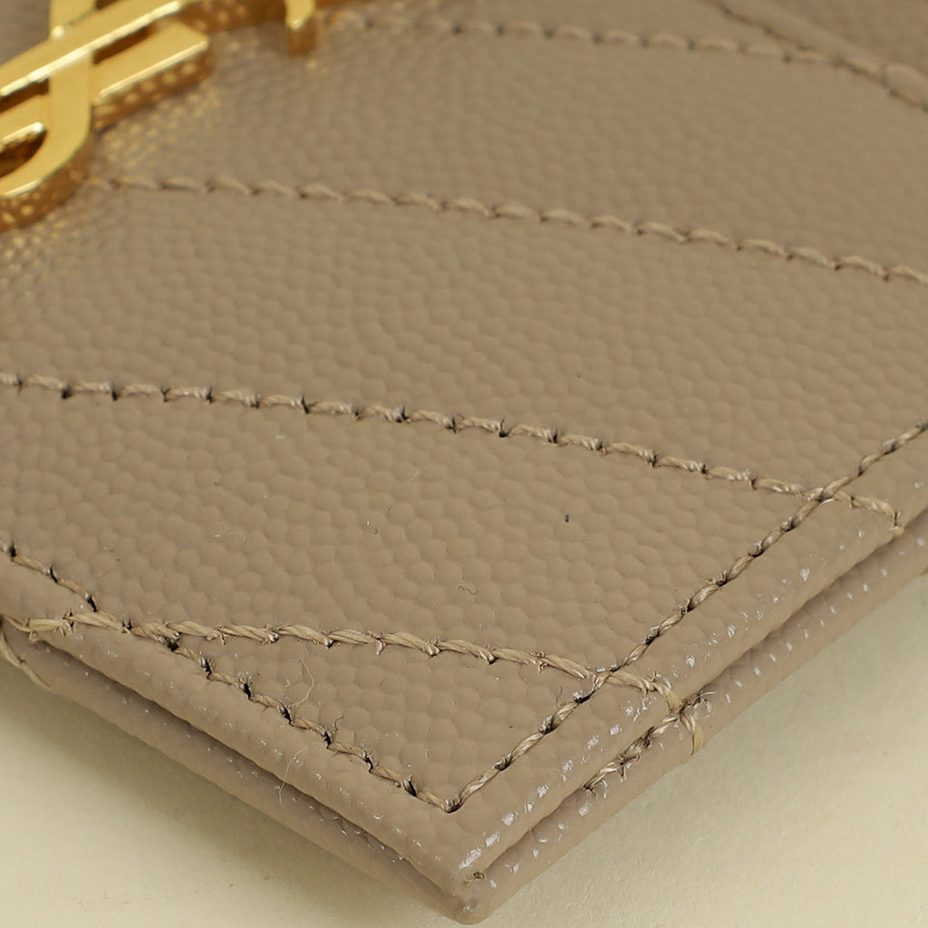 YSL Beige Cassandre Matelasse Card Holder