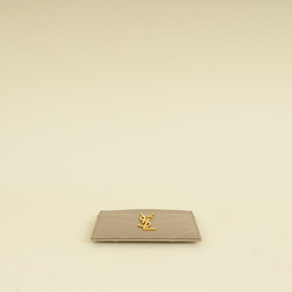 YSL Beige Cassandre Matelasse Card Holder