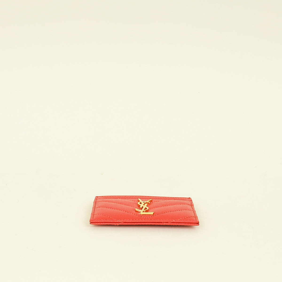 YSL Coral Red Cassandre Matelasse Card Case