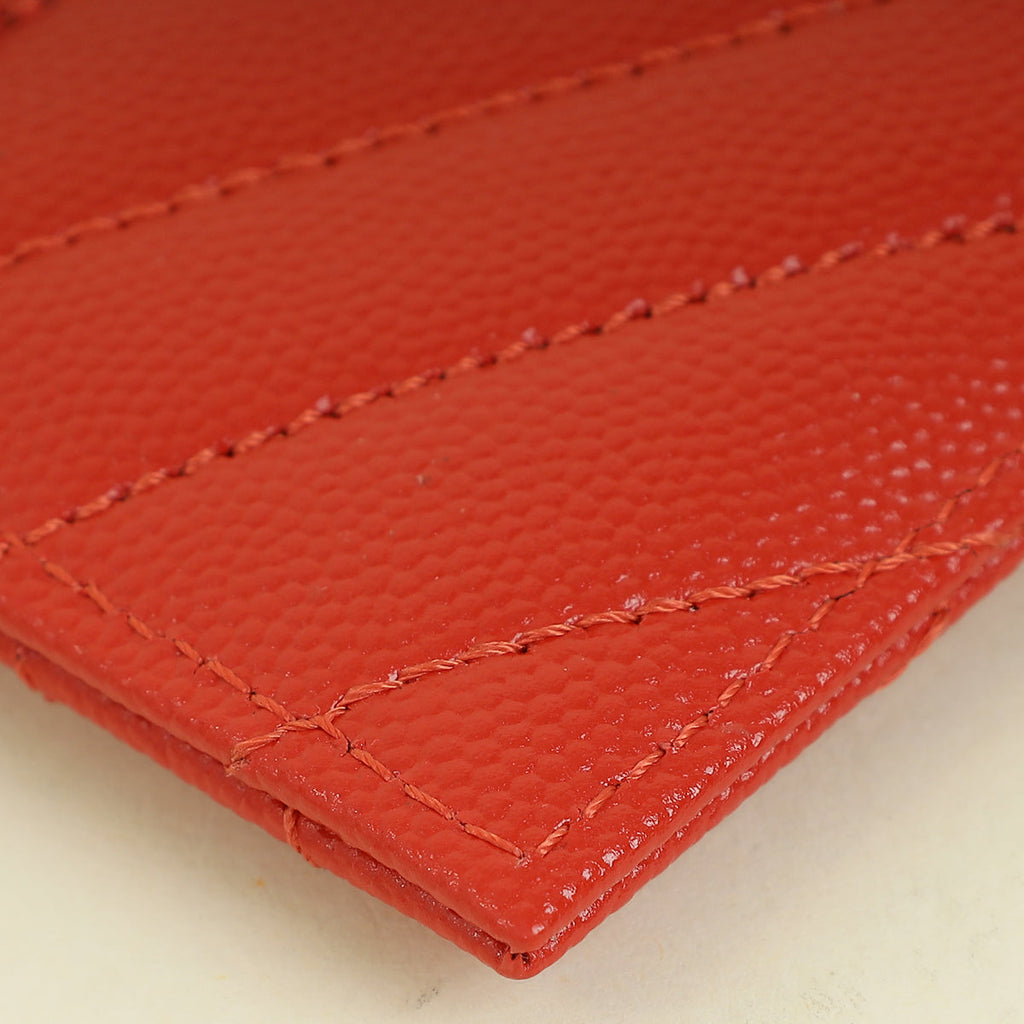 YSL Coral Red Cassandre Matelasse Card Case