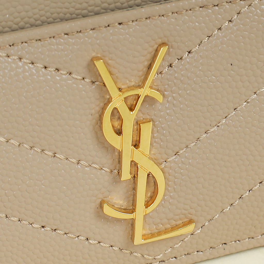 YSL Beige Cassandre Matelasse Card Case