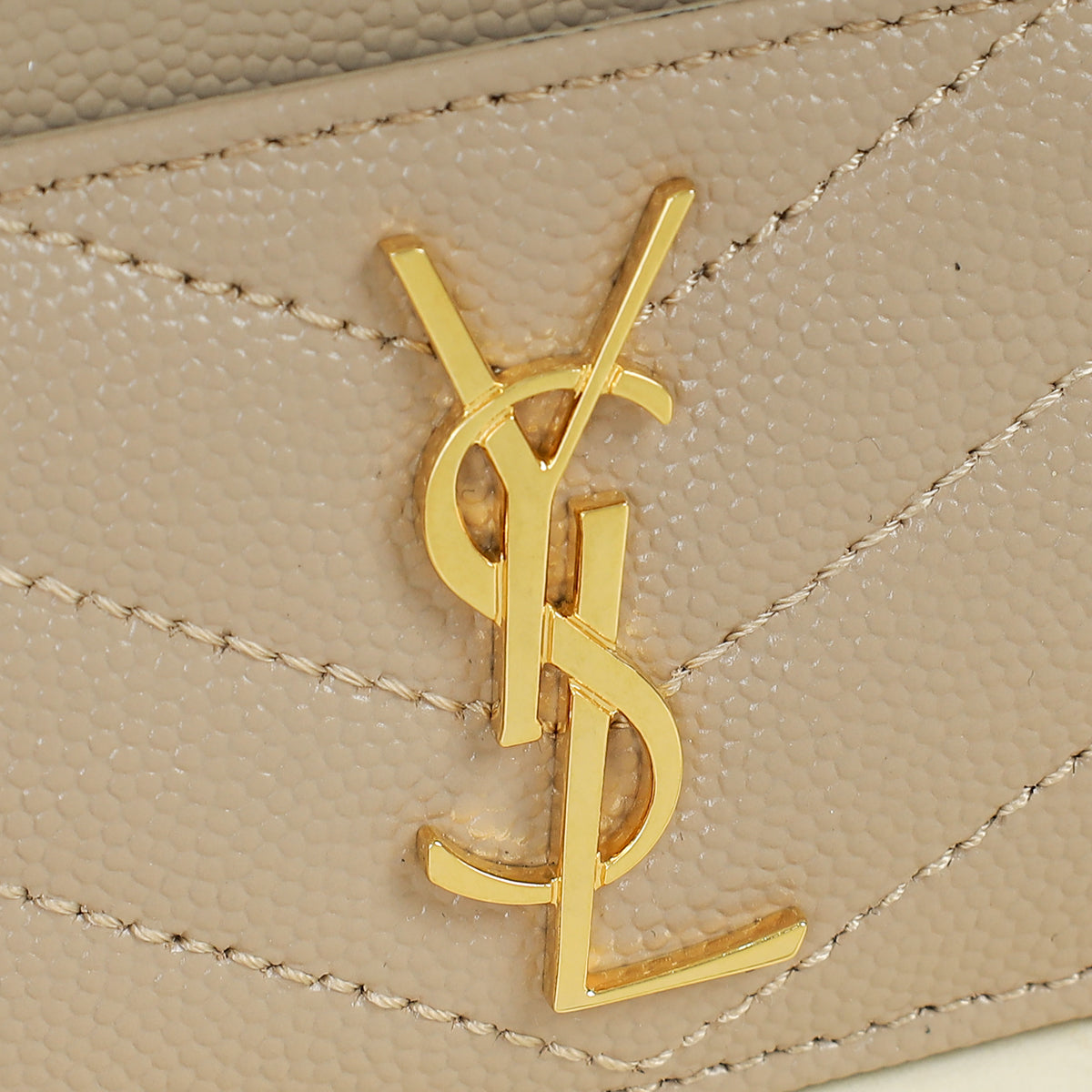 YSL Beige Cassandre Matelasse Card Case