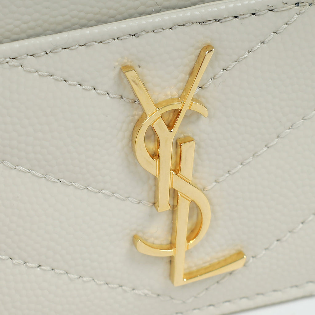 YSL Blanc Vintage Cassandre Matelasse Card Case