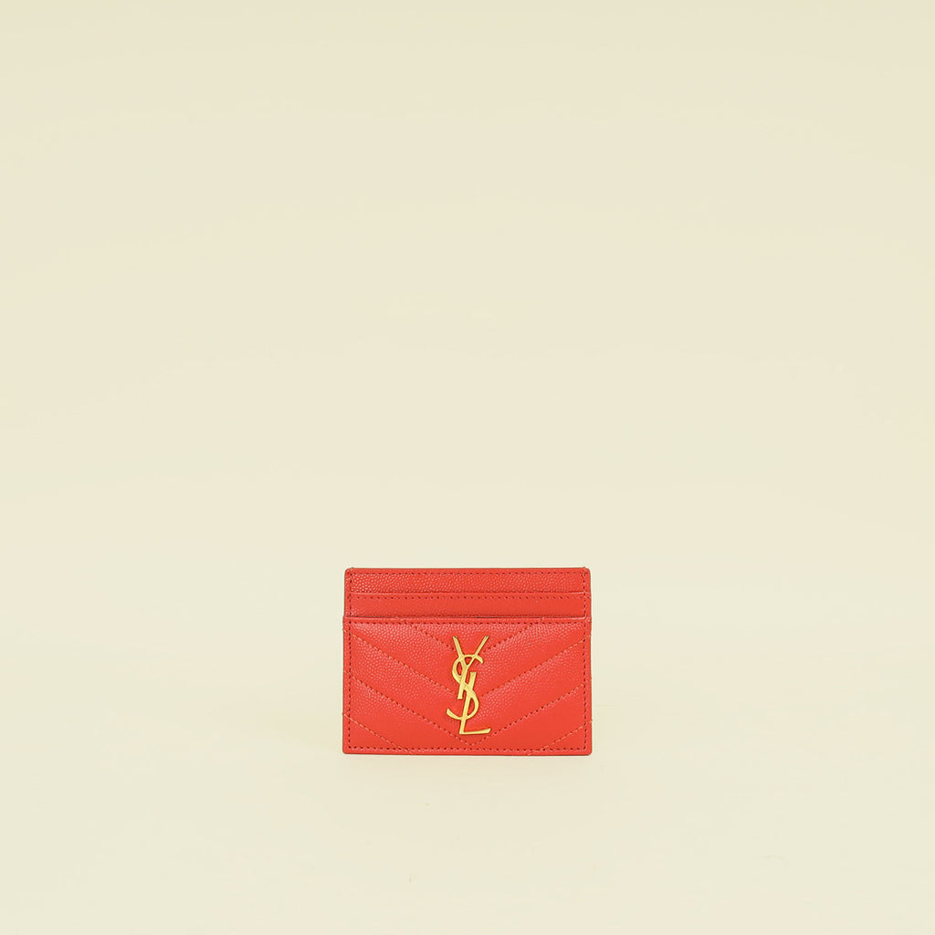YSL Red Cassandre Matelasse Card Holder