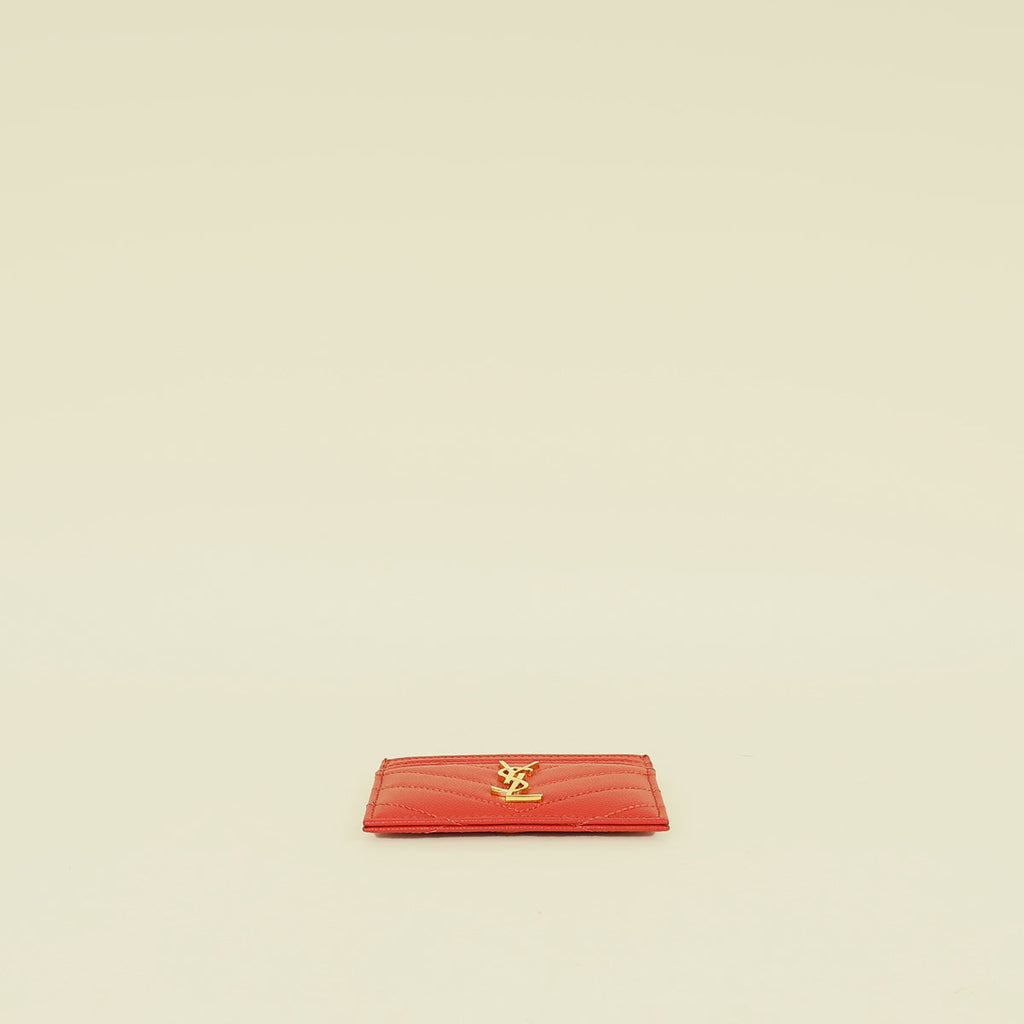 YSL Red Cassandre Matelasse Card Holder