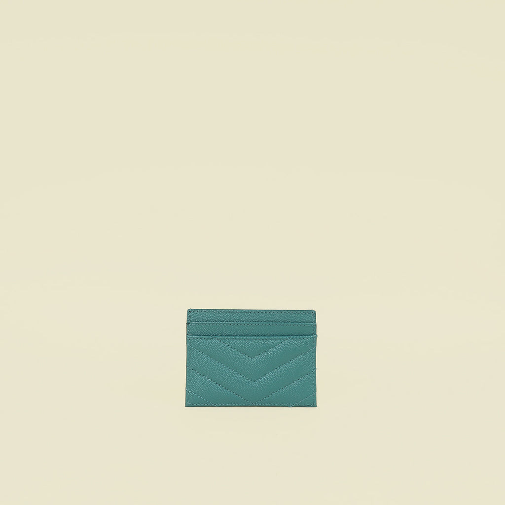 YSL Teal Cassandre Matelasse Card Holder