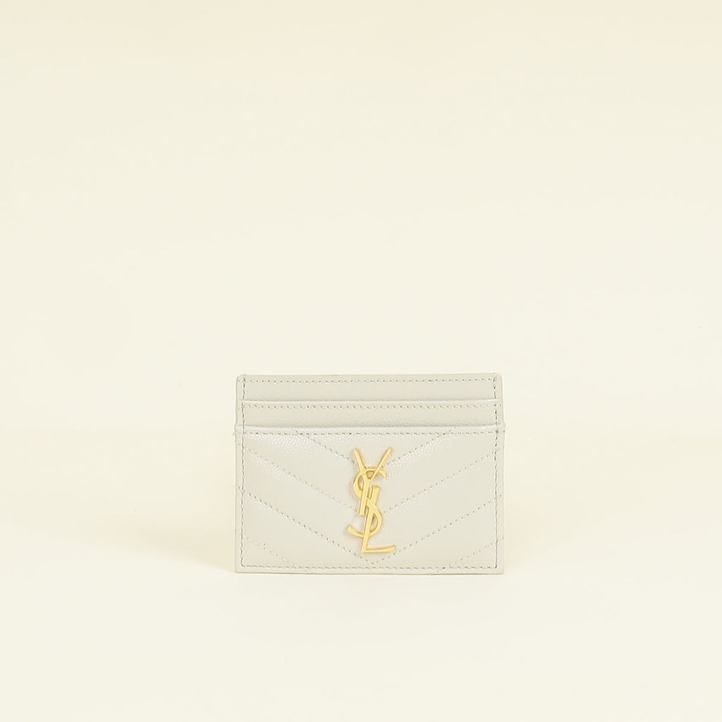 YSL Blanc Vintage Cassandre Matelasse Card Holder