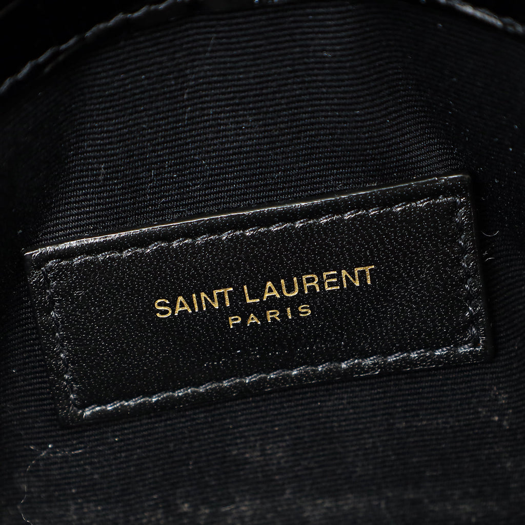YSL Black Croco Embossed Uptown Clutch