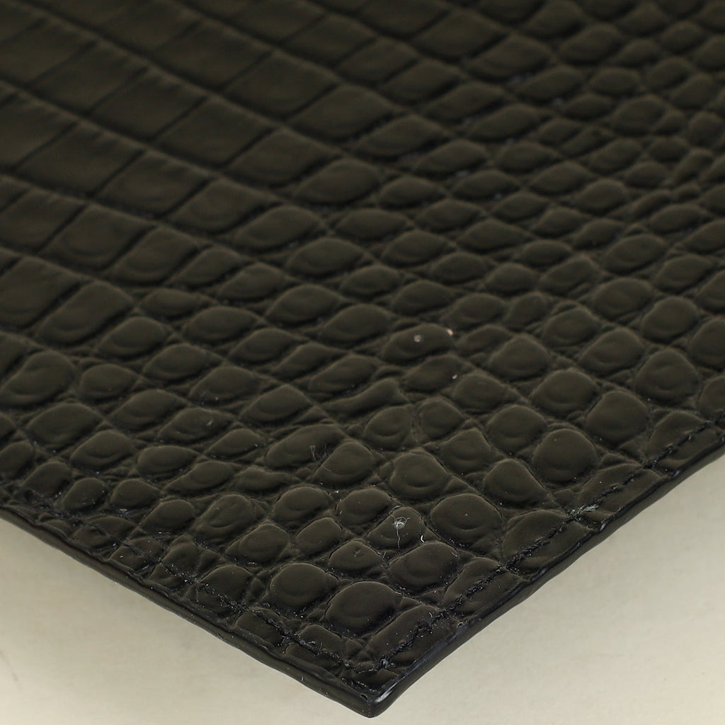 YSL Black Croco Embossed Uptown Clutch