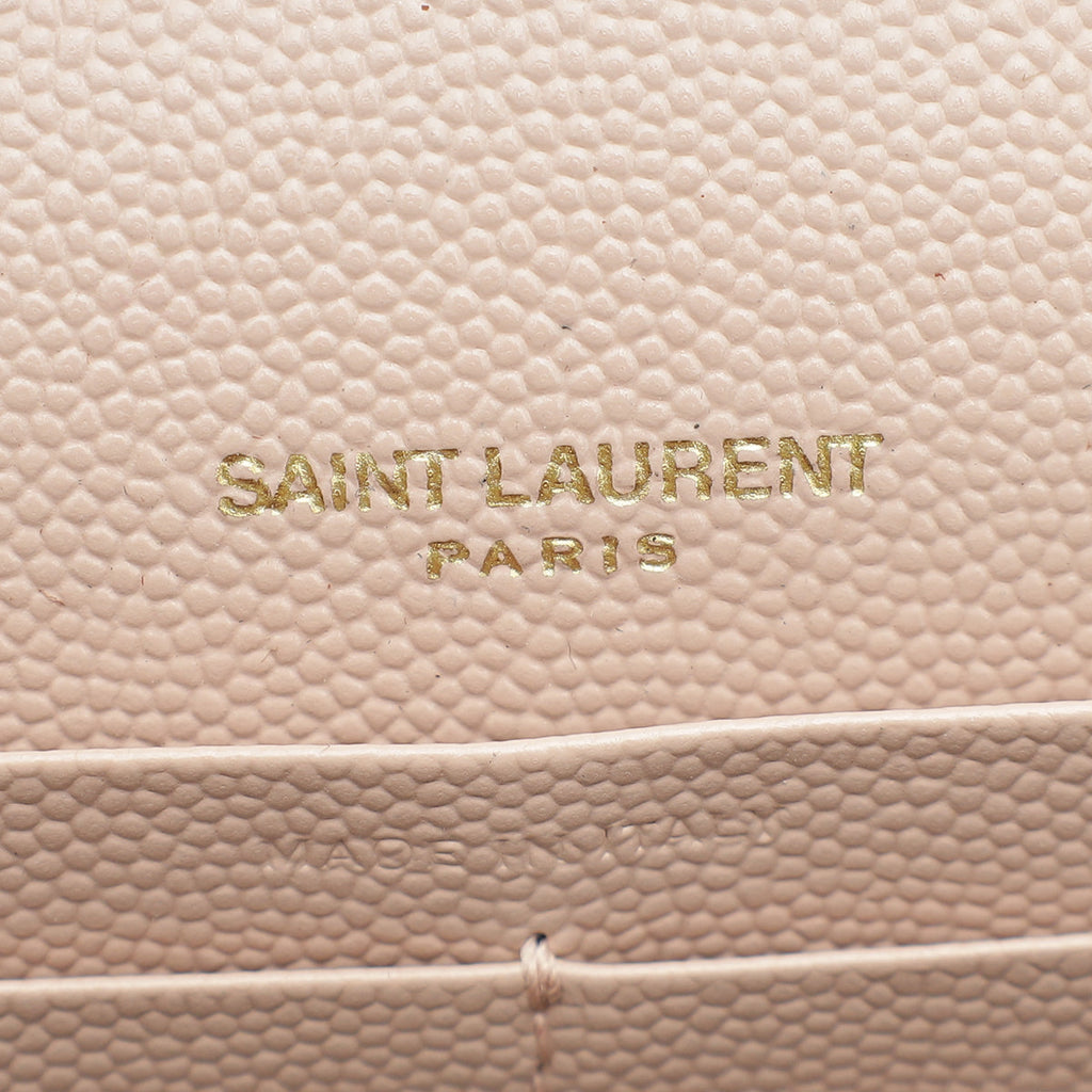 YSL Pale Pink Cassandre Envelope Chain Wallet