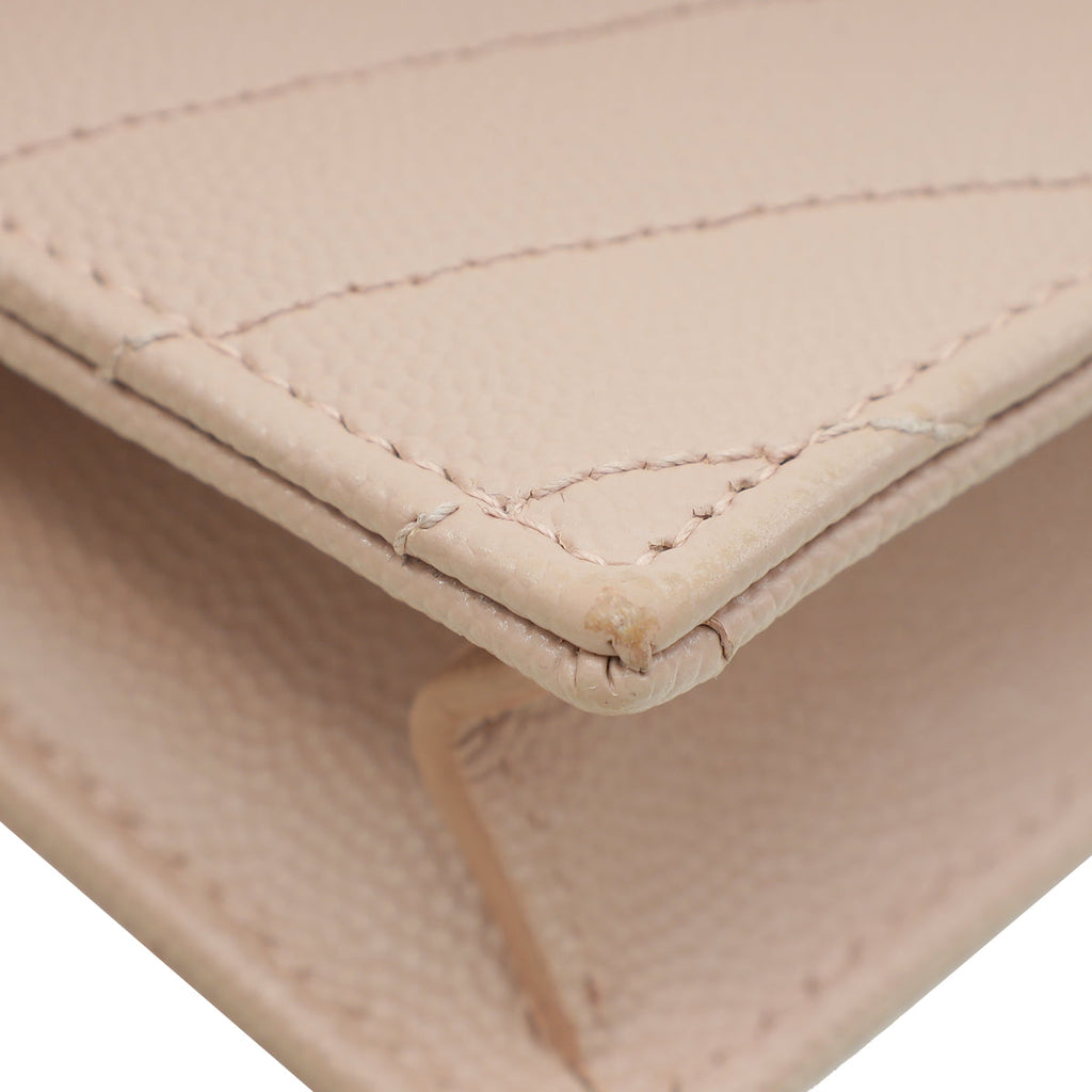 YSL Pale Pink Cassandre Envelope Chain Wallet