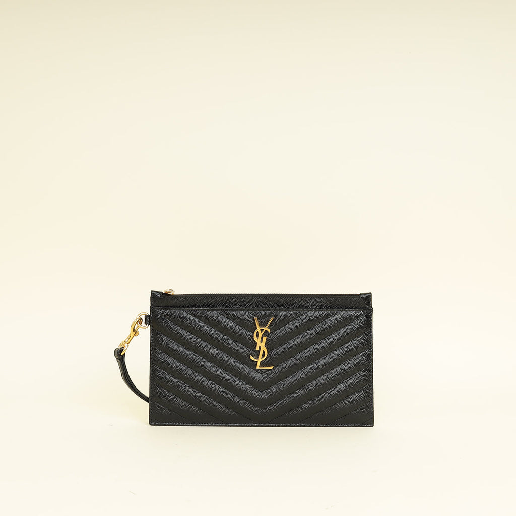 YSL Black Cassandre Matelasse Large Pouch