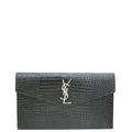 YSL Black Croco Embossed Uptown Pouch