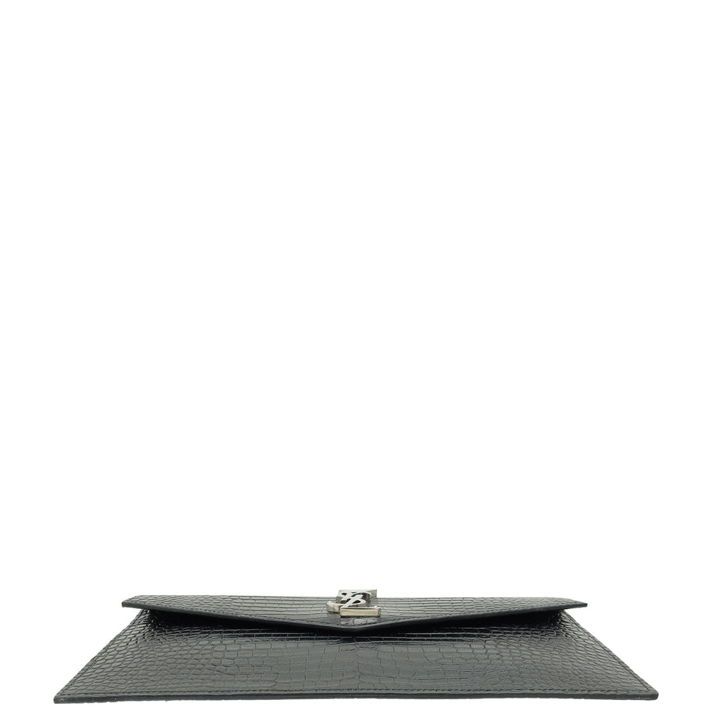 YSL Black Croco Embossed Uptown Pouch