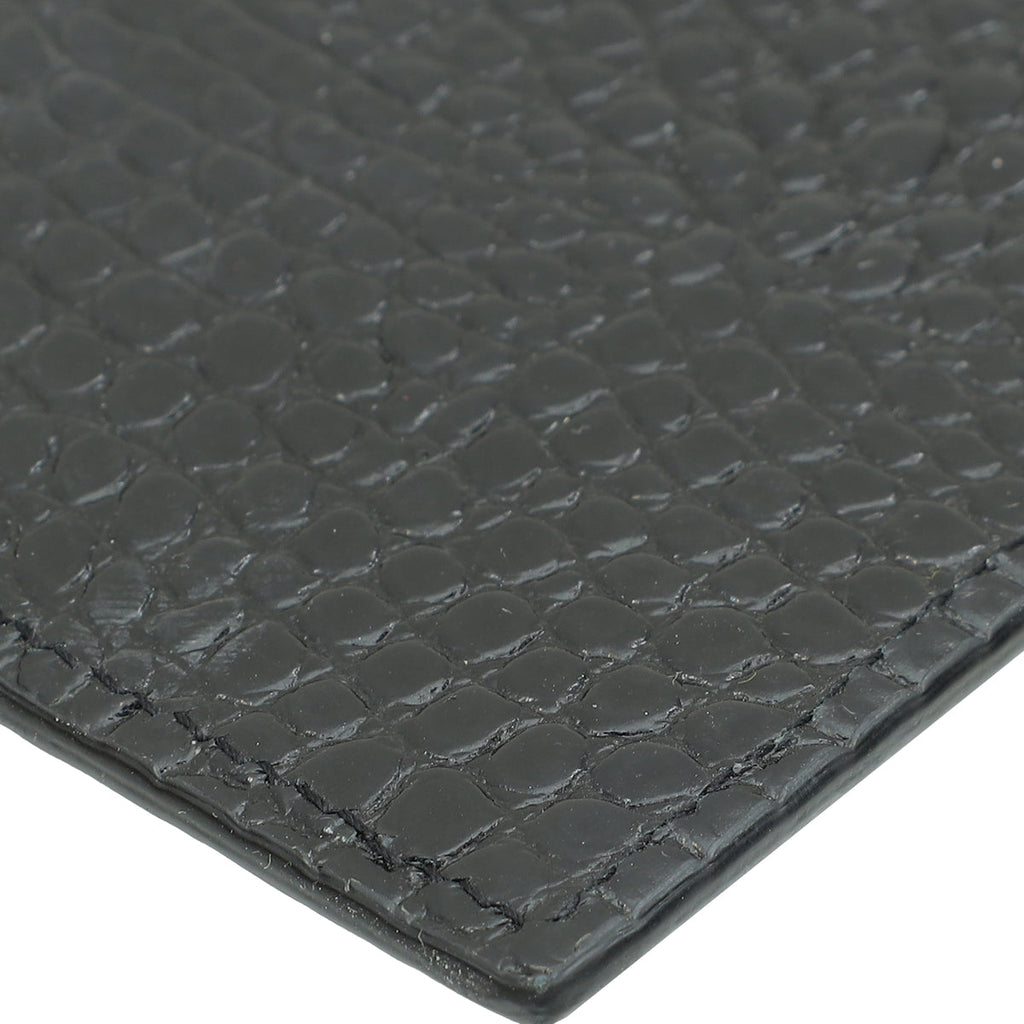 YSL Black Croco Embossed Uptown Pouch
