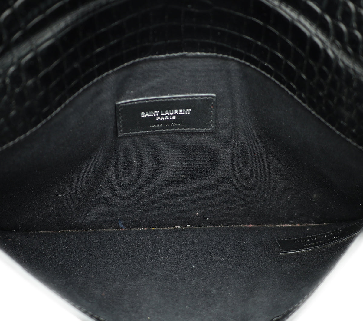 YSL Black Croco Embossed Uptown Pouch